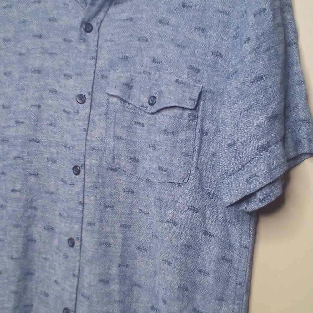 Old Navy Button Up Shirt XL 14 16 Short Sleeve Arrows Blue - Picture 8 of 13